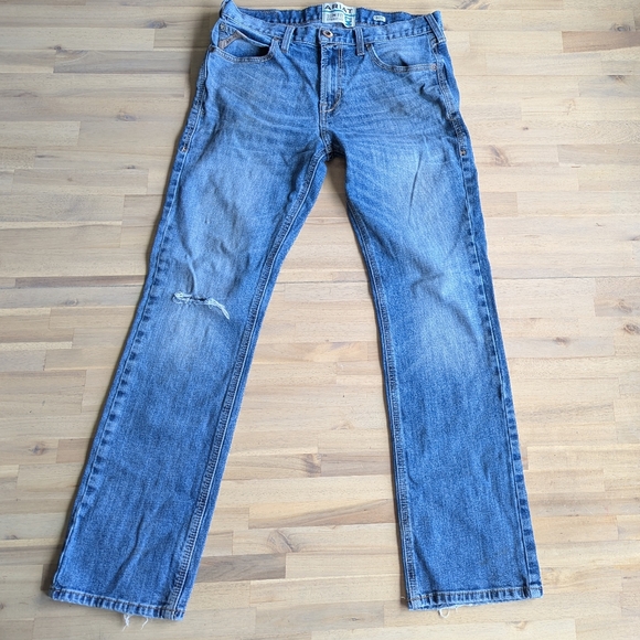 ARIAT Men's Jeans (Size 34x32) Slim-fit, Straight Leg, Vintage Distressed